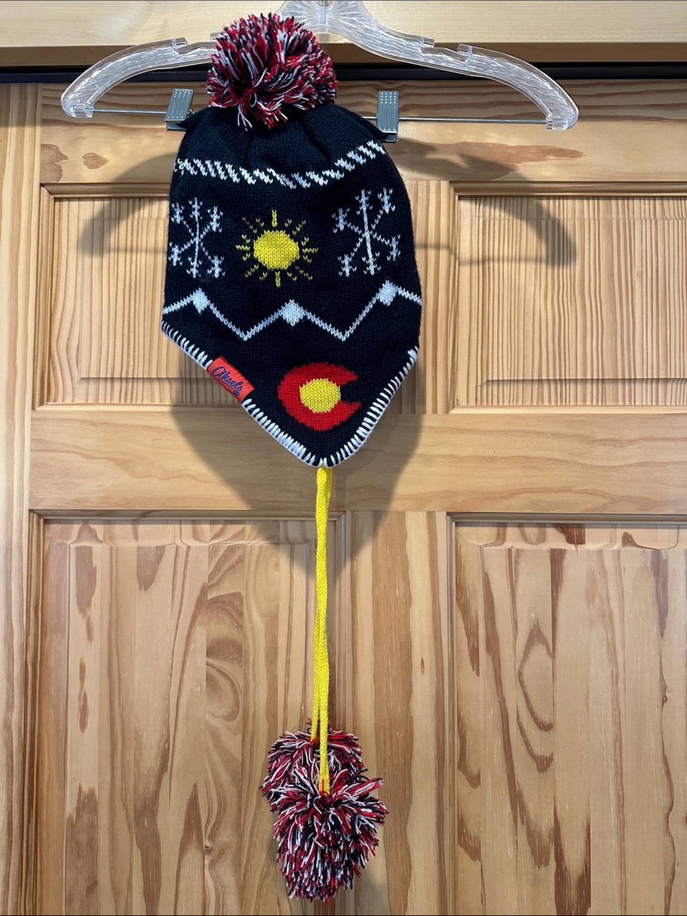 Aksels Colorado navy Knit Pom-Pom Winter Hat with Earflaps